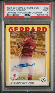 2022-23 TOPPS CHROME UEFA CLUB COMPETITIONS CHROME AUTOGRAPHS #SG STEVEN GERRARD - Picture 1 of 2