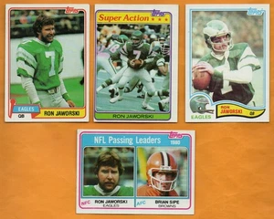 Lote de 4 cartas Ron Jaworski 1981-1982 Topps Philadelphia Eagles casi nuevo - Imagen 1 de 2
