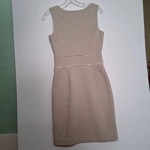 Banana Republic Women's Brown White Stripe Dress Sz 2 Sleeveless Scoop Neck E24 - Picture 1 of 14