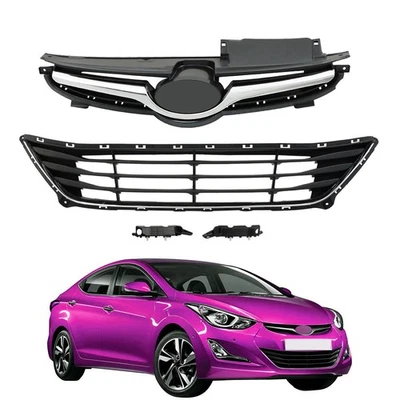 For Hyundai Elantra 2014-2016 Front Upper Lower Grilles And Bumper Brackets Set Foto 1 de 4