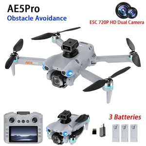 AE5Pro Drone Schermo 4.3" WIFI FPV 720P Telecamera Evitare Ostacoli con 3 Batterie - Foto 1 di 24