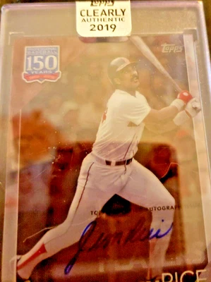 Tarjeta claramente auténtica de Jim Rice 2019 Topps una camiseta autografiada (auténtica) Foto 1 de 4
