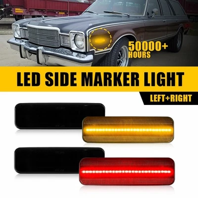 Marcador traseiro dianteiro vermelho fumaça LED âmbar para luz lateral Dodge D100 D150 D250 - Imagem 1 de 4
