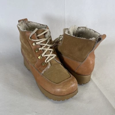 Años 70 Para Mujer 8.5 Dexter Botas de Senderismo Cuña Plataforma Exterior Zapatos Cuero Marrón Foto 1 de 4