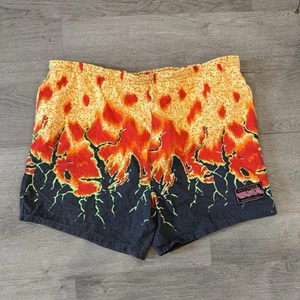 Members Only Vintage Men’s Swim Trunks Neon Lava Patten Size XL 100% Cotton 80s - Picture 1 of 5