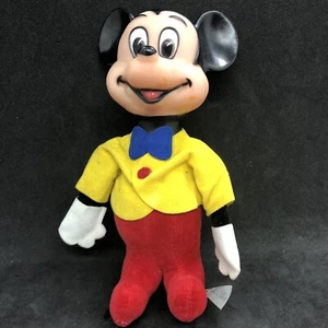 Vintage Disney Mickey Mouse Vinyl Plush Rubber Face 6 Inch Made In Japan 1960's  - Picture 1 of 12