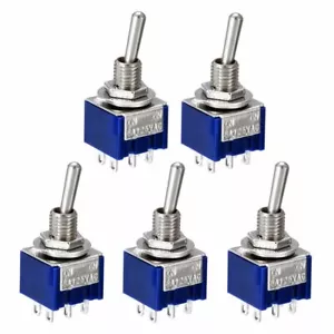 Mini Toggle Switches 6-Pin DPDT On-On 2 Position x5 for Boat Car Model Railway - Picture 1 of 5