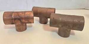 Three 1/2 (1.5") X 1 1/2 (1.5") X 11/4 (1.25") Copper Tee Sweat New no tags - Picture 1 of 8
