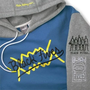 Puma X Hoodie Black Fives "Make History Now" Star Sapphire Yellow Mens Large L  - Picture 1 of 8