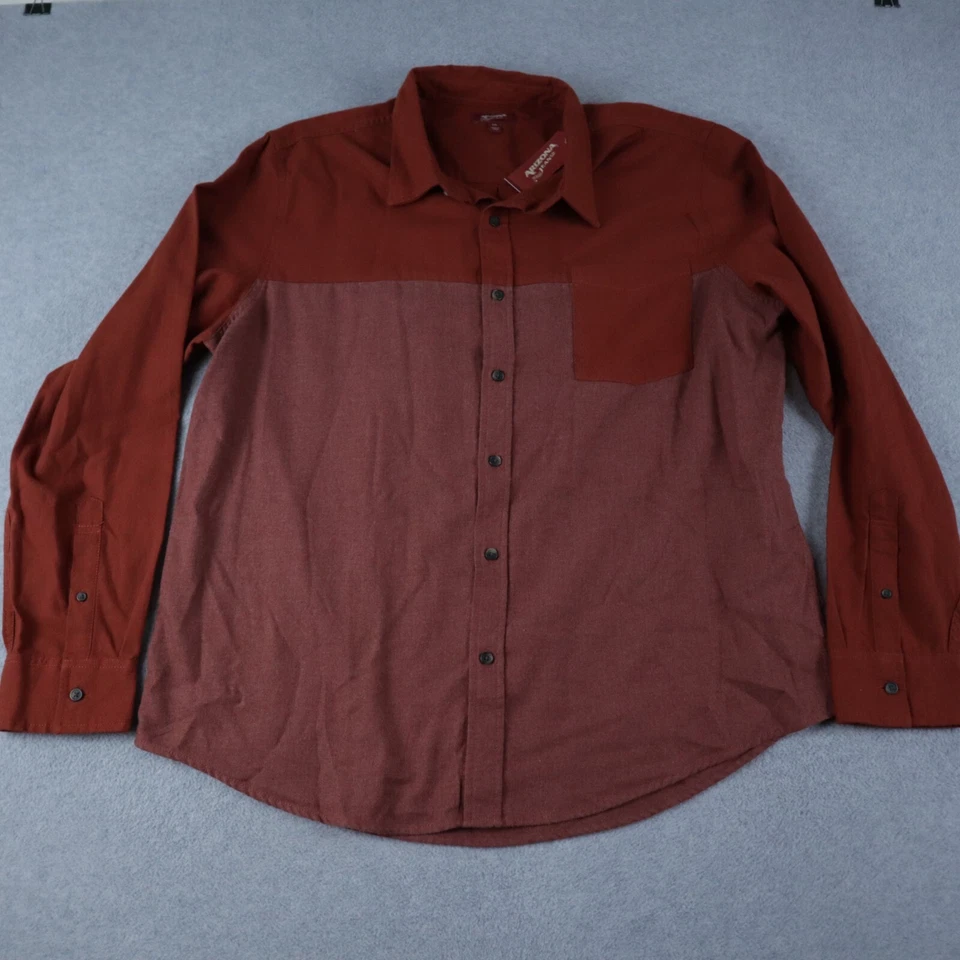 Аризона фланелевая рубашка мужская 2XL XXL карман на пуговицах коричневый хна длинным рукавом новый с Ярлыками - Изображение 1 из 4