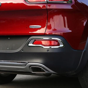 For Jeep Cherokee 2014-2018 Chrome Rear Bumper Fog Light Lamp Molding Trim Cover - Picture 1 of 8