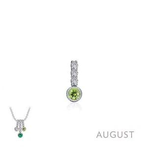 BRAND NEW Lafonn Platinum Plated Green August Birthstone Love Pendant BP002PDP00 - Picture 1 of 2