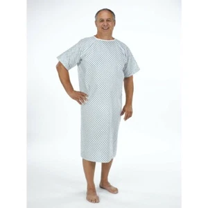 Unisex NHS Wrap Over White Hospital Gown, Reusable Washable Night Dress - Picture 1 of 6