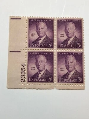 USA #937 Alfred E. Smith 3 cent stamp, block of 4, MNH - Image 1 of 2