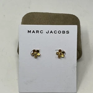 NWT Marc Jacobs Flower Earrings Gold Tone Shiny Studs M0016844-710 Daisy - Picture 1 of 4