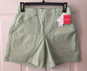 NWT Spanx Pull-on 6" Twill Fresh Celadon Cotton Blend Stretch Shorts sz Small