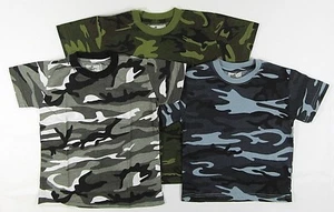 Army Camo Camouflage Short Sleeve T shirt Top T Shirts Green Boys Kids Childrens - Picture 1 of 7