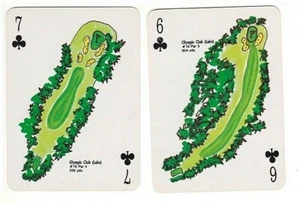 Olympic Lake Golf Club Holes 16 & 18 ~ 2 Vintage Single Swap Playing Cards  - Picture 1 of 2