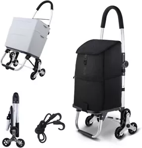TICCI SHOPPING CART LIGHTWEIGHT FOLDABLE WATERPROOF BLACK WITH 6 WHEELS - STAIRS - Picture 1 of 5