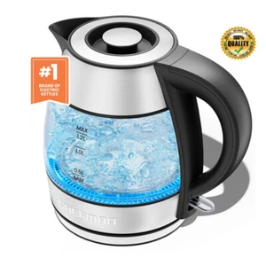 Rapid Boil Glass Kettle 1.2 Liter 1500 Watts for Fastest Boiling Speed Water New - Bild 1 von 7
