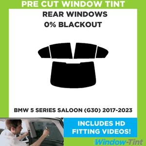 For BMW 5 Series 4-door Berlina (G30) 17-23 Pre Cut Window Tint 0% Blackout Film - Picture 1 of 10
