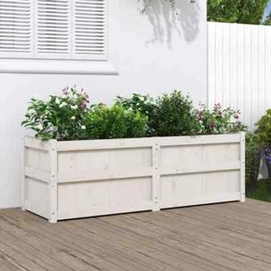 vidaXL Garden Planter White 150x50x50 cm Solid Wood Pine - Picture 1 of 11