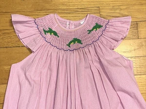 Remember Nguyen Smocked Dolphin Flutter Sleeve Bishop Dress Size 6 - Picture 1 of 6