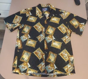 Vtg Rainbow Hawaii Inc Aloha Floral Camp Outrigger Shirt Mens L Button Up S/S - Picture 1 of 8