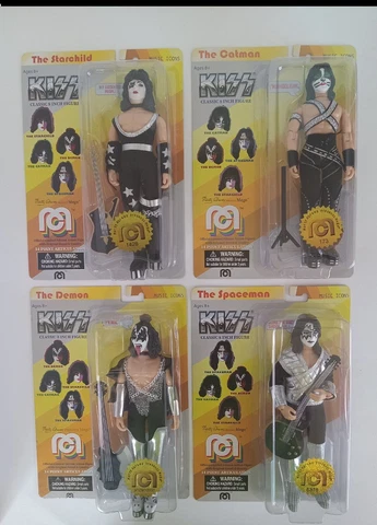 MEGO KISS Spaceman Catman Demon Starchild 8" Love Gun Figure Set 4 Music Icons Cover