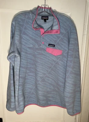 Patagonia Synchilla Snap-T Pullover Eucalyptus Berlin Blue Pink Size XL  d277 - Image 1 of 4