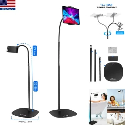 Adjustable Gooseneck Floor Stand Samsung Tab iPad Pro iPhone 16 15 Pro Max Mount - Image 1 of 4