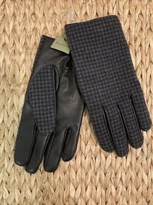 Goodfellow Co Leather Wool Blend Gloves Mens Size M NWT Black/Gray Checked - Picture 1 of 6