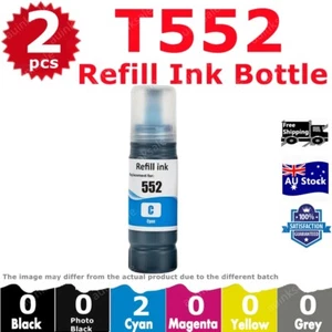 2X Compatible T552 552 CYAN Ink Bottle EcoTank For Epson ET8500 ET8550 ET-8500 - Picture 1 of 1
