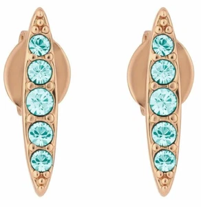 Adore Swarovski Elegance Pavé Navette Stud Earrings Sapphire/Rose Gold Plated - Picture 1 of 3