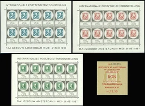 NIEDERLANDE #448-450 Blatt AMPHILEX philatelistische Show Ticket 1967 Briefmarken - Bild 1 von 5