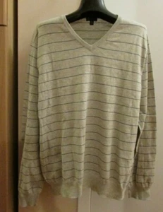 Men's J.CREW Gray Striped Sweater Cotton/ Cashmere Size XL - Picture 1 of 5