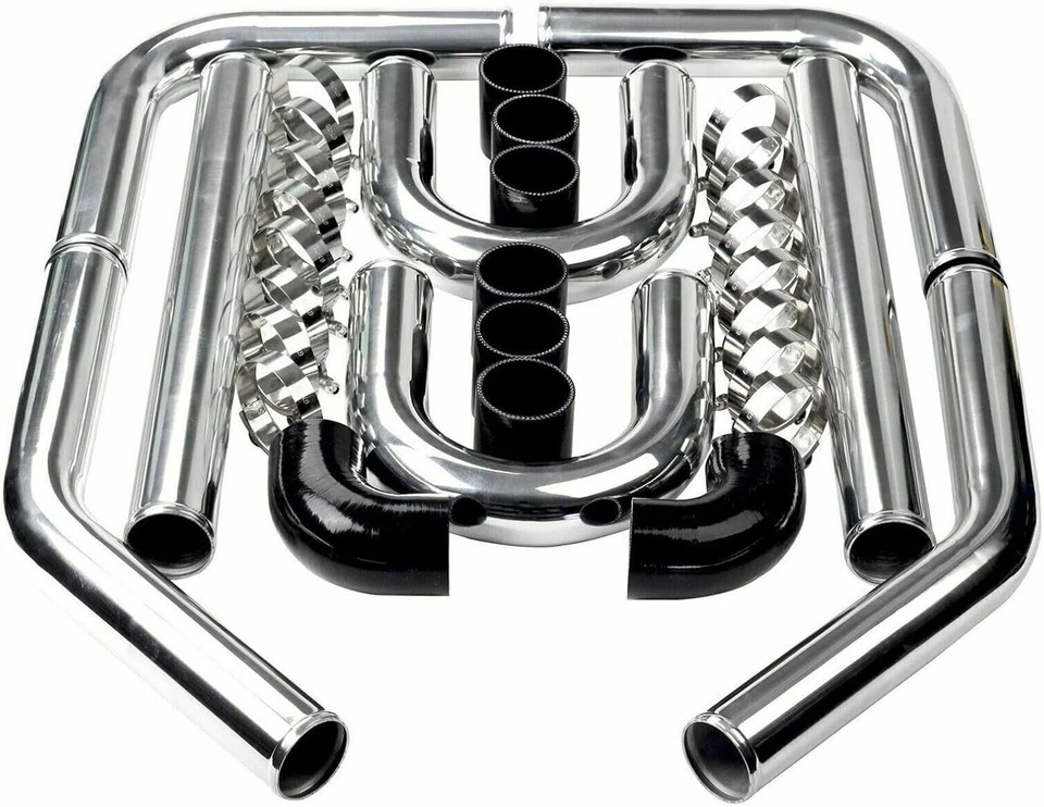2 inch Universal Turbo Aluminum Intercooler Piping +Silicone Coupler + Clamp Kit - Image 1 of 4