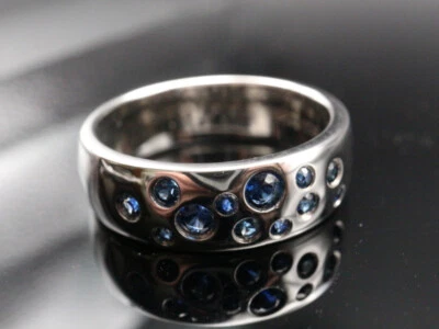 GOLDJUNGE69 * FACETTENREICH EDELSTEIN RING (21) 12x SAPHIR 0,7ct  925er SILBER - Bild 1 von 4