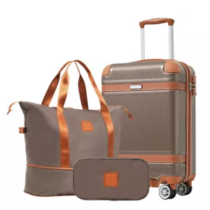 Hardshell Luggage Sets 3 Piece Carry-on Suitcase Double Spinner Wheels with TSA - Picture 1 of 57