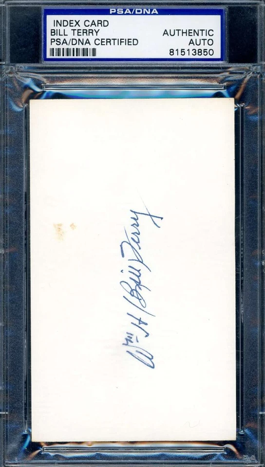 Bill Terry PSA DNA Coa Signed 3x5 Index Card Autograph - Image 1 of 1