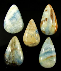 73.10 Ct Natural Blue Scheelite 22-25 mm Loose Gemstone Cabochon 5 Pcs Lot-62972 - Picture 1 of 5