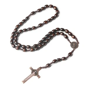 Vintage Design Rosary Necklace with Beads and Faith Pendant Handmade Craft - Picture 1 of 11