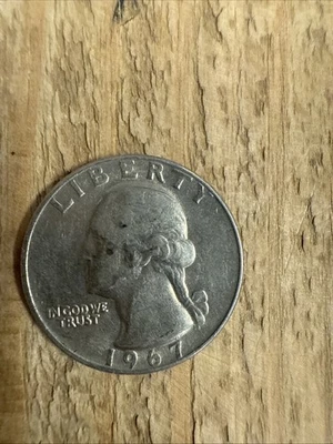 1967 Washington Quarter- No Mint Mark  Letters and Date on Rim Mint ERR - Image 1 of 2