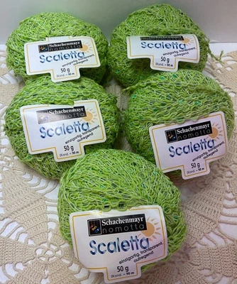 Schachenmayer Nomotta Scaletta Cotton Acrylic Yarn Lot of 5 New Green  Ribbon - Image 1 of 4