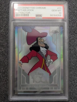 2023 TOPPS CHROME DISNEY 100 CAPTAIN HOOK REFRACTOR#11 PSA 10 MINT - Image 1 of 2