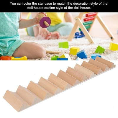 1:12 Miniature Wood Staircase DIY Step Stair Crafts Decorative Dollhouse Ac Kit - Image 1 of 4