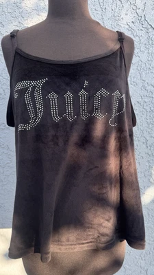 Juicy Couture Black Tank Top Velvet Rhinestone Logo Sleepwear Size XL - Image 1 of 4