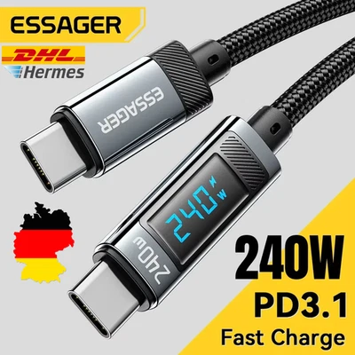 Essager 240W USB-C auf USB-C Kabel PD 3.1 Schnellladung für MacBook & Samsung