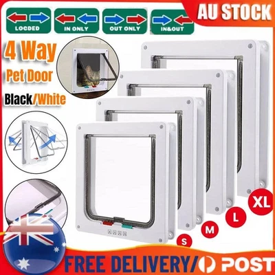 4-Way Safe Lockable Locking Pet Cat Dog Door Brushy Flap Screen L Large Size AU - Image 1 of 4