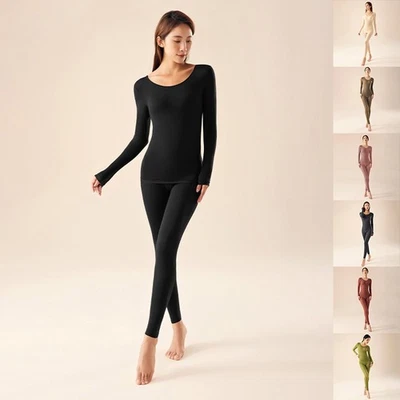 Womens Comfortable Thermal Wear Set with Long Sleeves and Slim Fit Pants - Image 1 of 4